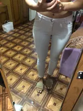 Pantalones de lápiz elásticos de Otoño de color caramelo de cintura media con cremallera ajuste delgado de Jean femenino 2018 de moda Pantalones largos