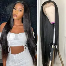 

Women's Wig natural Hair Preplucked And Bleached Knots Lace Front Human Hair Wig Straight Peruvian 4x4 Closure Wig Free Part