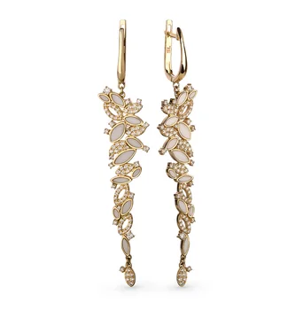 

Gold earrings with agate and diamonds sunlight sample 585