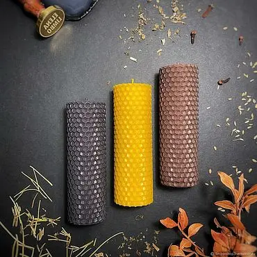 Money set (3 wax candles with herbs) handmade natural and herbs | Дом и сад