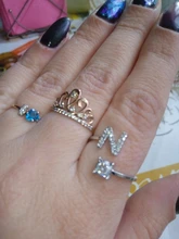 Anillo con 26 letras iniciales para mujer, mosaico de diamantes de imitación brillantes, apertura a la moda, joya para mujer, abalorio, regalo de joyería, 1 ud.