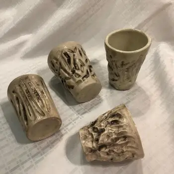 

Handmade Ceramic Cup - Ceramic Cactus Bowl - Four Pieces Coffee Set 4 Pieces