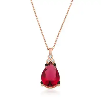 

KUTAYDAN 925 Sterling Silver Red Topaz Drop Necklace