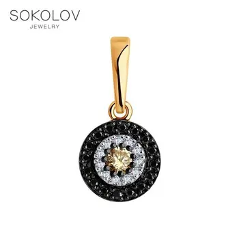 

Sokolov gold pendant with diamonds fashion jewelry 585 women's male, pendants for neck women