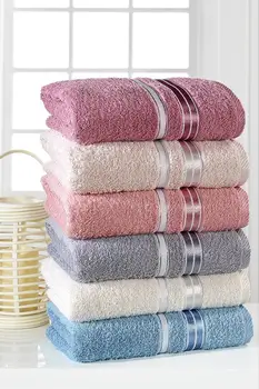

50x85 Towel Set 6 Pieces Hand Face Kitchen Bathroom Washable Cotton Soft Warm Home Textile