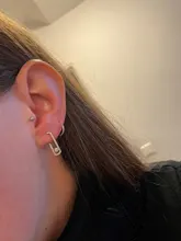 Pendientes de tuerca geométricos de estilo coreano para mujer, aretes de circonita cúbica Micro pavimentada de Color oro blanco