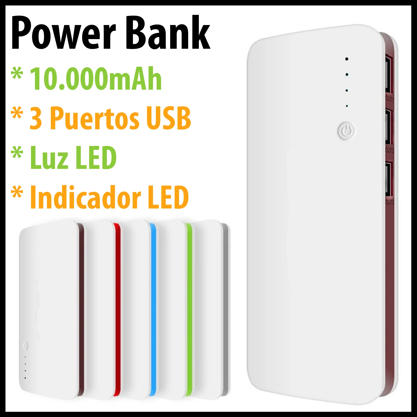Power bank Bateria Externa de 10000mah Carga Cargador portátil móvil powerbank Universal