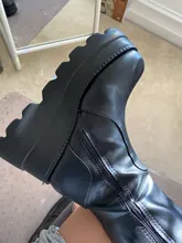 BONJOMARISA de moda botas de plataforma de tacón grueso cuñas media pantorrilla botas de mujer casual de marca de fondo grueso zapatos de invierno Mujer