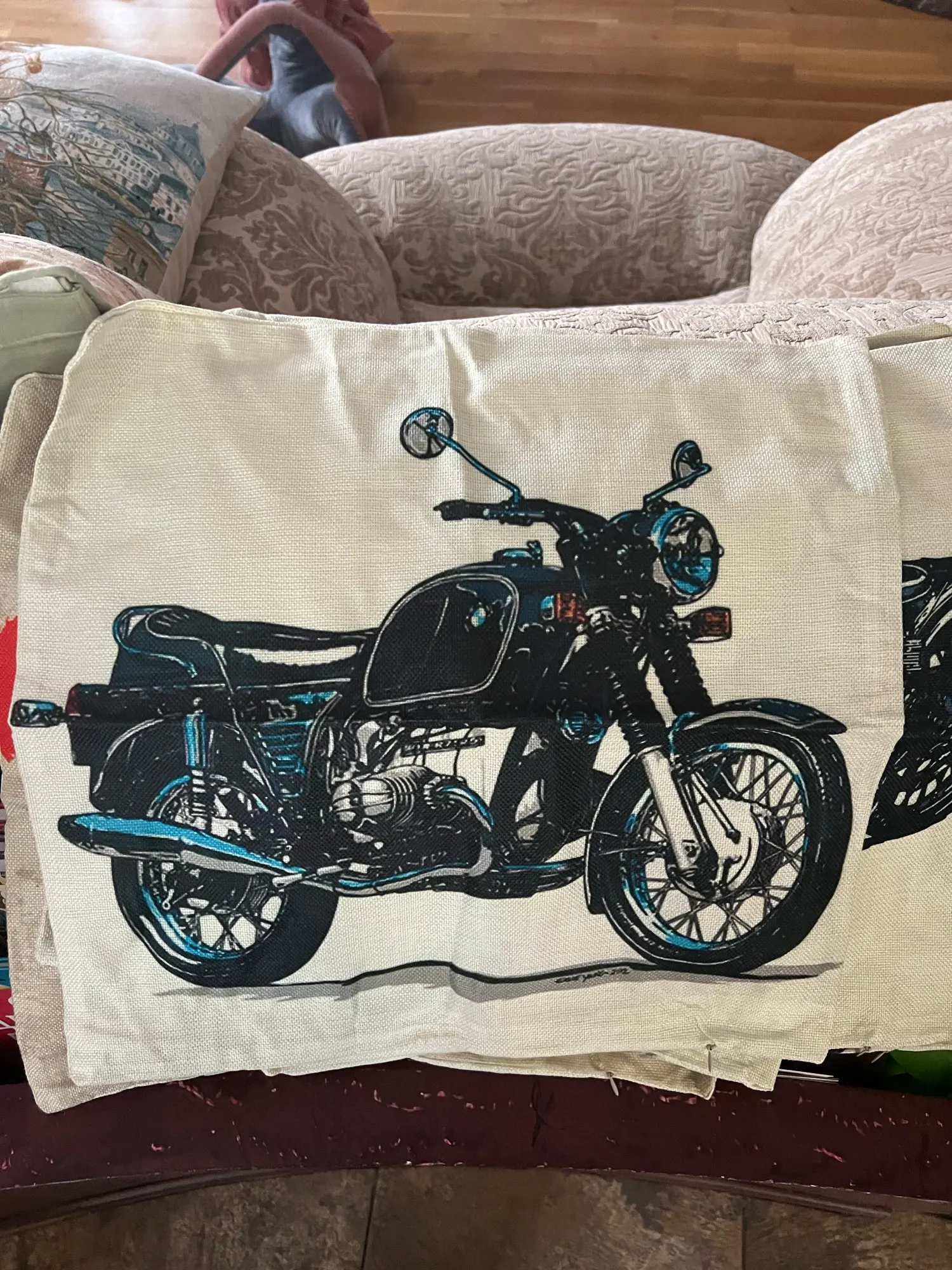 Vintage Motorcycle Pillow Case Motorbike Cushion Cover 45x45cm Throw Pillow Case