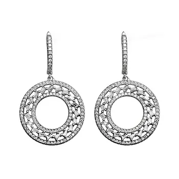 

Sterling silver earrings 925m long zircons baguet [AB6487]