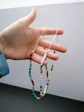 Collar sencillo con cuentas de semillas para mujer, Gargantilla corta con cuentas, joyería, Gargantilla, regalo, 1 ud.