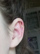 Pendiente de cartílago falso para mujer, joyería Vintage Punk, Simple, geométrico, forma de C doble, sin Piercing, 1 ud.