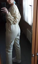 Women Rompers Jumpsuits Bodysuit Lantern-Sleeve OOTN V-Neck High-Waist Straight