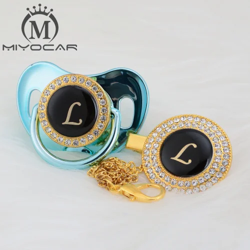 MIYOCAR уникальный дизайн имя инициалы буквенные L красивый bling соска и пустышка Клип BPA бесплатно пустышка bling уникальный дизайн LL - Цвет: LG-10  6-18M