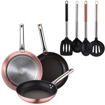 

Set of BERGNER pans (20,24,30 cm) in aluminum forged with set of 4 kitchen utensils in nylon