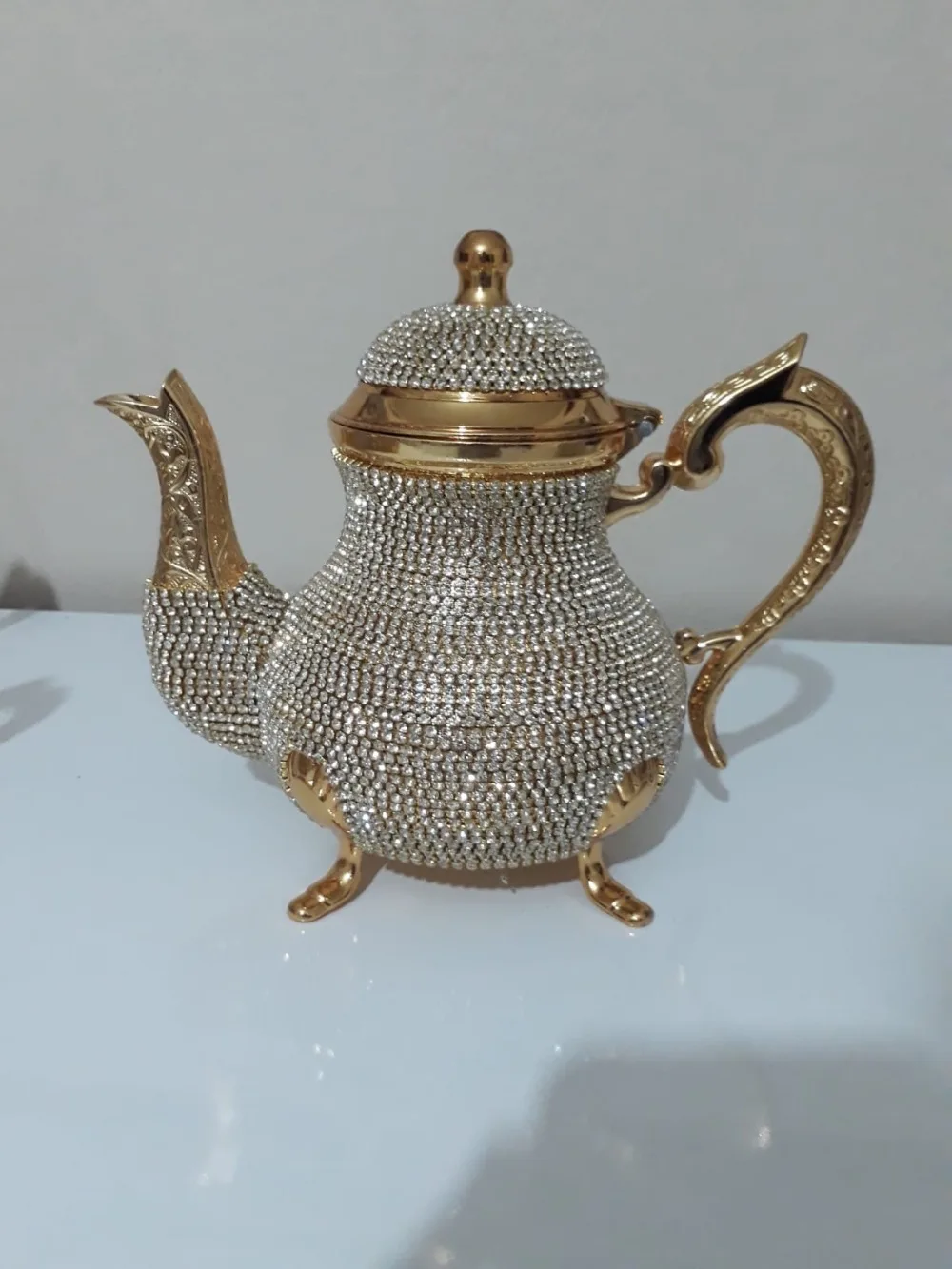 gold Swarovski Turkish Teapots Arabic Tea Pot  -1500 ml- Handmade Tea Set Traditional Turkish Tea Coffee Made in Turkey Home Decoration