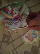 Las mujeres Mini billetera unicornio tarjeta funda, soporte monedero embrague bolsa de cambio de los niños carteras chicas PU cremallera de cuero cuadrado de 20g