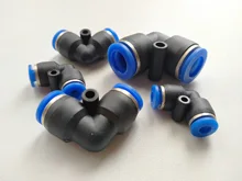 Conector neumático PV, manguera de aire/agua y conector de empuje de tubo de plástico de 4-16mm, conector rápido de manguera, adaptador de ángulo, enchufe 1 Uds