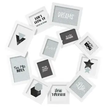 

Multiple photo holder 12 photos. Made of resin, white finish. Dimen length 60cm x depth 2cm x Height 55cm