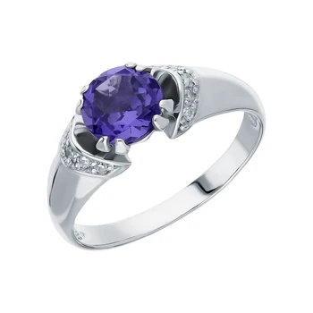 

Silver ring with cubic zirconia and tanzanites synthetic sunlight sample 925