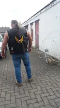 Chaleco de los hombres oveja de cuero Real bordado hombre motociclista ropa nueva moda Punk chaqueta sin mangas ropa de talla grande chaleco