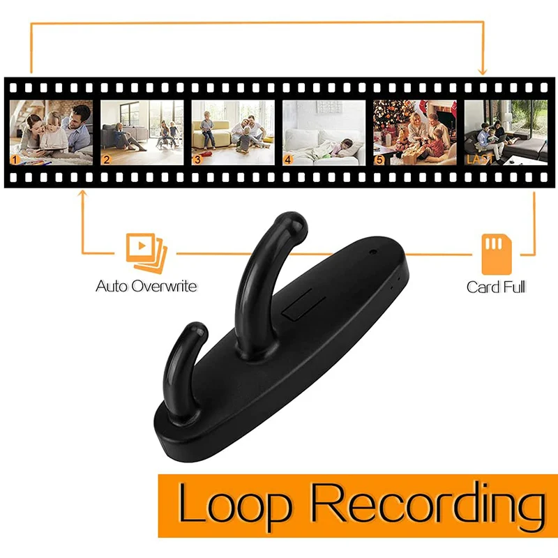 Wireless Video Recorder Mini Camera Hook Wall Mounted Coat Loop Recording Micro 1080p HD For Home | Электроника