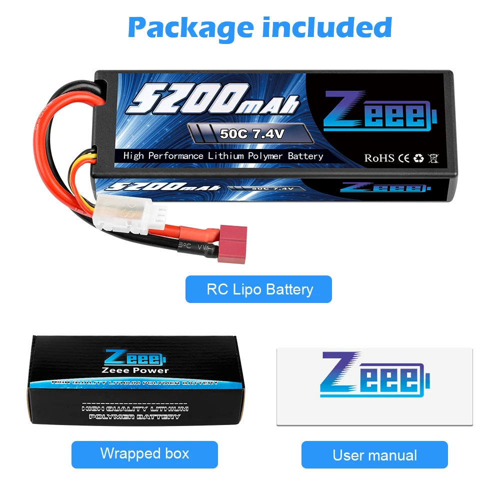 Zeee 5200mAh RC Lipo батарея 7,4 V 50C 2S RC батарея с штекером Deans для RC Evader лодка автомобиль грузовик Truggy Багги Танк вертолет