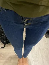 Pencil Jeans Pants Tight-Trousers Slim-Fit Four-Buttons Skinny Stretch Denim Vintage