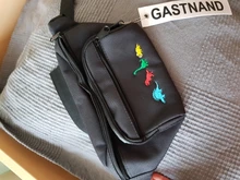 Mujer de dibujos animados lindo dinosaurio bordado Cintura amplia bolsa móvil Harajuku negro púrpura Banana Fanny Pack Bel Cantasi 186