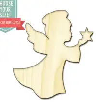 10 Ангел вырезанный по дереву-на заказ Выберите свой размер-лазерная резка Деревянные Художественные товары для рукоделия Настенный декор свадебный детский DCS0152