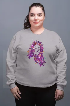 

Angemiel Purple Wear Hair Women 'S Gray Female Sweatshirt