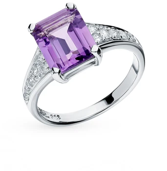 

Silver ring with amethyst and cubic zirconia sunlight sample 925