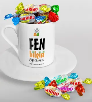 

Personalized Science Teacher Turkish coffee Cup and Haribo Candy Gift Set