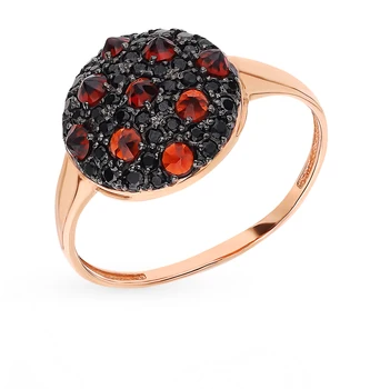 

Gold ring with cubic zirconia and Garnet sunlight