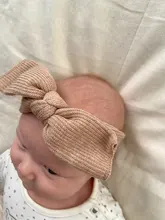 Accesorios para bebé niña, turbante sólido con nudo, diademas con lazo, diadema de punto de conejo, regalo al por mayor, 2019