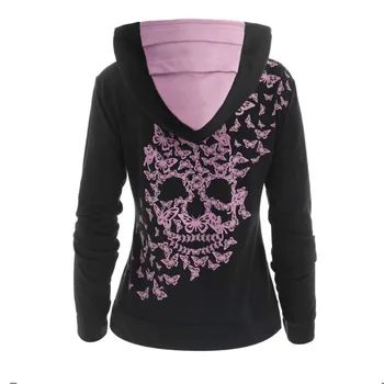 

Womens Fashion Butterfly Skull Print Hoodie Sweatshirt Tops Sweatshirt