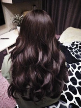 Women's Wigs Bangs American-Hair Heat-Resistant Water-Wave Dark-Brown Long with Synthetic