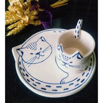 

Cat Figured Cup and saucer Turkish coffee creative mugs white ceramic tea stylish new style cute lovely handmade Gift