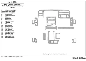

Interior trim for Isuzu Trooper 1995-2001. Set L883.