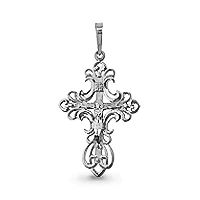 

Aquamarine Orthodox cross without inserts, 925 sterling silver