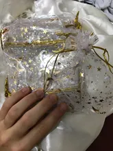 Bolsa de gasa de 50 Uds., bolsas negras de estrellas y luna de 9*12cm, paquete de organza de diseño especial, regalo de boda bronceado, paquete de joyería de dulces