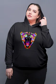 

Angemiel Wear Open Mouth Tiger Black Women Hooded Sweatshirt