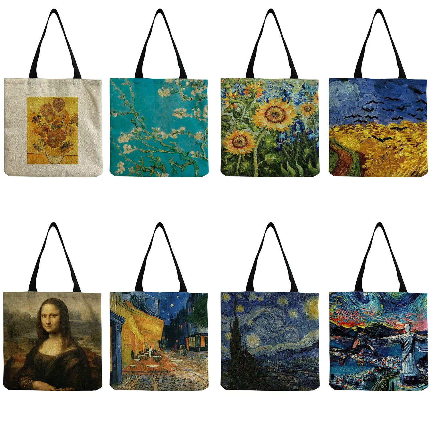 New Van Gogh Oil Painting Tote Bag Retro Art Fashion Travel Bag Women Portable Eco Shopping High Quality Foldable Handbag Ladies