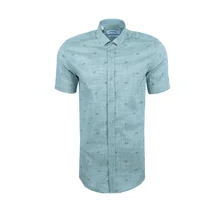 Зеленая Мужская рубашка с пальмовым узором