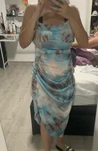 Dress Spaghetti-Strap Tie-Dye Waist-Slit Flower-Print Vestido Irregular Yellow Women Vintage