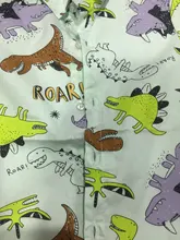 Imcute-ropa de verano para niños, vestido de mangas cortas para niños, camisa con estampado de dinosaurio de dibujos animados, cuello de solapa, Tops de bebé