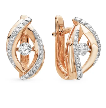 

Gold earrings with diamonds sunlight sample 585