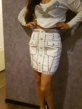 Mini Skirt TWOTWINSTYLE Spring High-Waist Fashion Women PU for Heavy-Rivets Single-Breasted