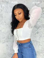 Yomagic-pelucas con onda de encaje frontal para mujer, cabello sintético de Color negro, sin pegamento, con línea de pelo Natural