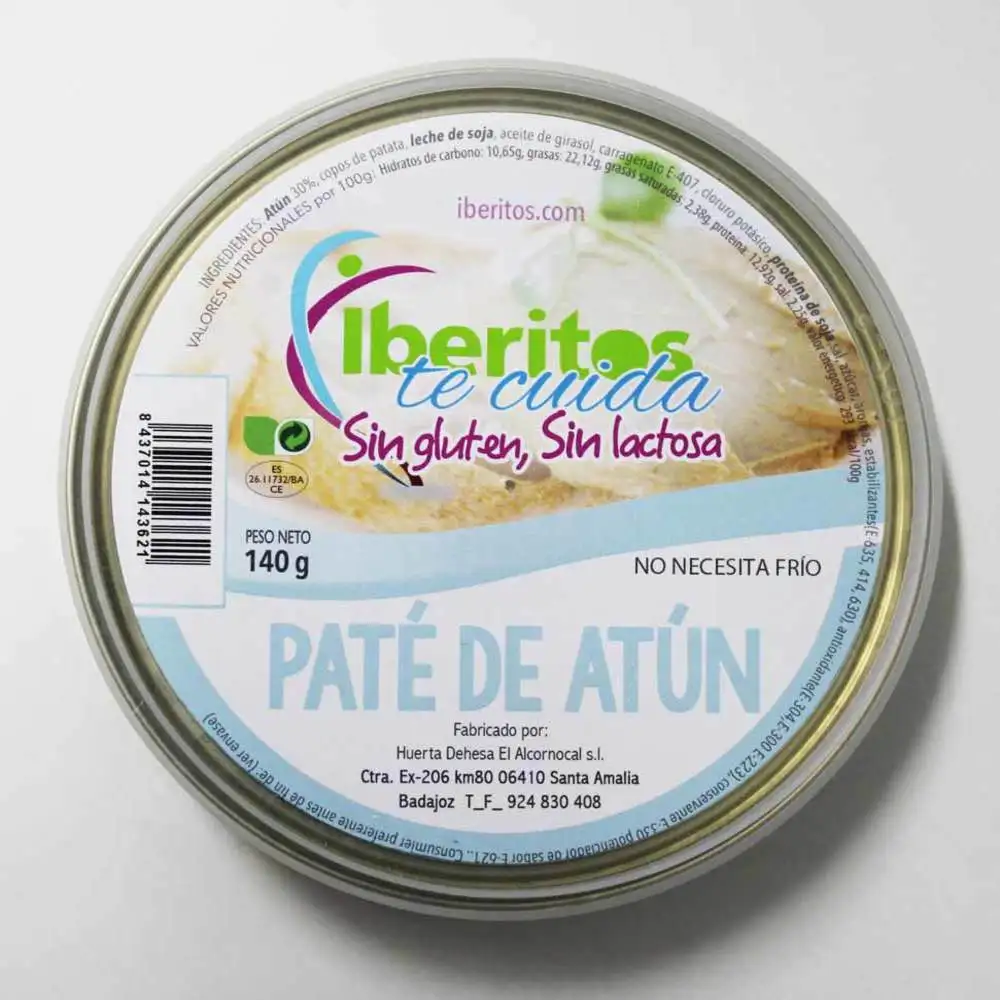 IBERITOS-tray 10 cans Pate de Atun lactose-140G x10 - ATUN lactose- afbeelding